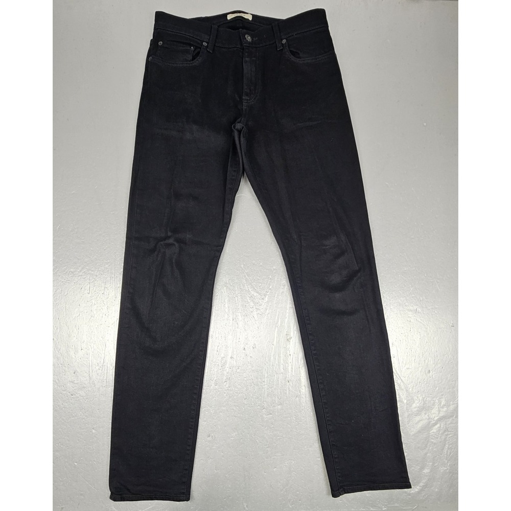 Baldwin Jeans Mens 31x32 Henley Slim Straight Black Stretch Denim Made In USA